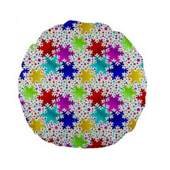 Snowflake Pattern Repeated Standard 15  Premium Round Cushions by Amaryn4rt