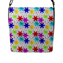 Snowflake Pattern Repeated Flap Closure Messenger Bag (l) by Amaryn4rt