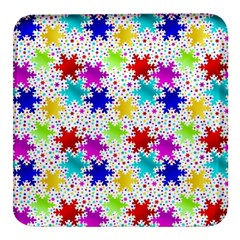 Snowflake Pattern Repeated Square Glass Fridge Magnet (4 Pack) by Amaryn4rt