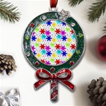 Snowflake Pattern Repeated Metal X Mas Lollipop with Crystal Ornament Front