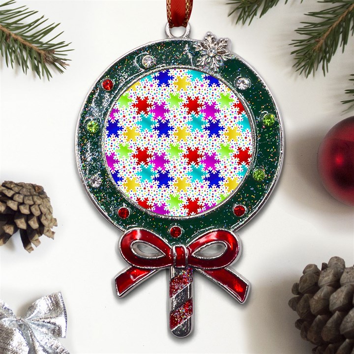 Snowflake Pattern Repeated Metal X Mas Lollipop with Crystal Ornament