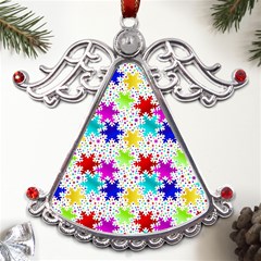 Snowflake Pattern Repeated Metal Angel With Crystal Ornament