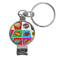 Pop Art Comic Vector Speech Cartoon Bubbles Popart Style With Humor Text Boom Bang Bubbling Expressi Nail Clippers Key Chain by Amaryn4rt