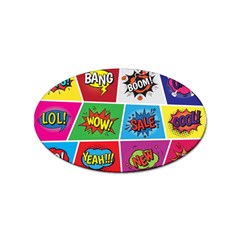 Pop Art Comic Vector Speech Cartoon Bubbles Popart Style With Humor Text Boom Bang Bubbling Expressi Sticker Oval (100 Pack) by Amaryn4rt