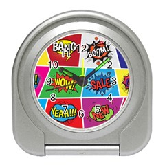 Pop Art Comic Vector Speech Cartoon Bubbles Popart Style With Humor Text Boom Bang Bubbling Expressi Travel Alarm Clock by Amaryn4rt