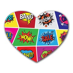 Pop Art Comic Vector Speech Cartoon Bubbles Popart Style With Humor Text Boom Bang Bubbling Expressi Heart Mousepad by Amaryn4rt