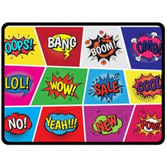 Pop Art Comic Vector Speech Cartoon Bubbles Popart Style With Humor Text Boom Bang Bubbling Expressi Fleece Blanket (large) by Amaryn4rt