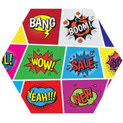 Pop Art Comic Vector Speech Cartoon Bubbles Popart Style With Humor Text Boom Bang Bubbling Expressi Wooden Puzzle Hexagon by Amaryn4rt