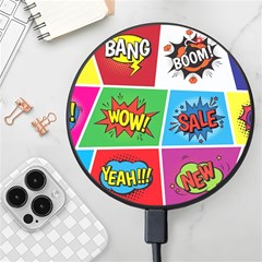 Pop Art Comic Vector Speech Cartoon Bubbles Popart Style With Humor Text Boom Bang Bubbling Expressi Wireless Fast Charger(black) by Amaryn4rt