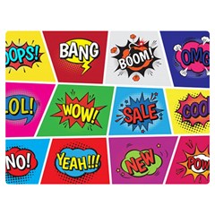 Pop Art Comic Vector Speech Cartoon Bubbles Popart Style With Humor Text Boom Bang Bubbling Expressi Premium Plush Fleece Blanket (extra Small) by Amaryn4rt