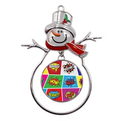 Pop Art Comic Vector Speech Cartoon Bubbles Popart Style With Humor Text Boom Bang Bubbling Expressi Metal Snowman Ornament by Amaryn4rt