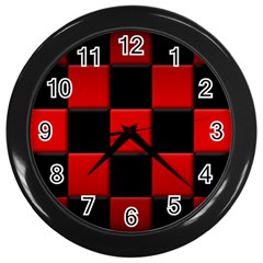 Black And Red Backgrounds- Wall Clock (black) by Amaryn4rt