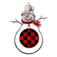 Black And Red Backgrounds- Metal Snowman Ornament by Amaryn4rt