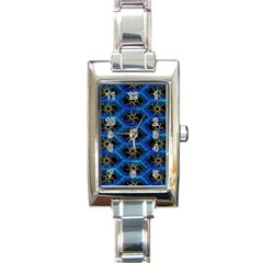 Blue Bee Hive Pattern- Rectangle Italian Charm Watch by Amaryn4rt