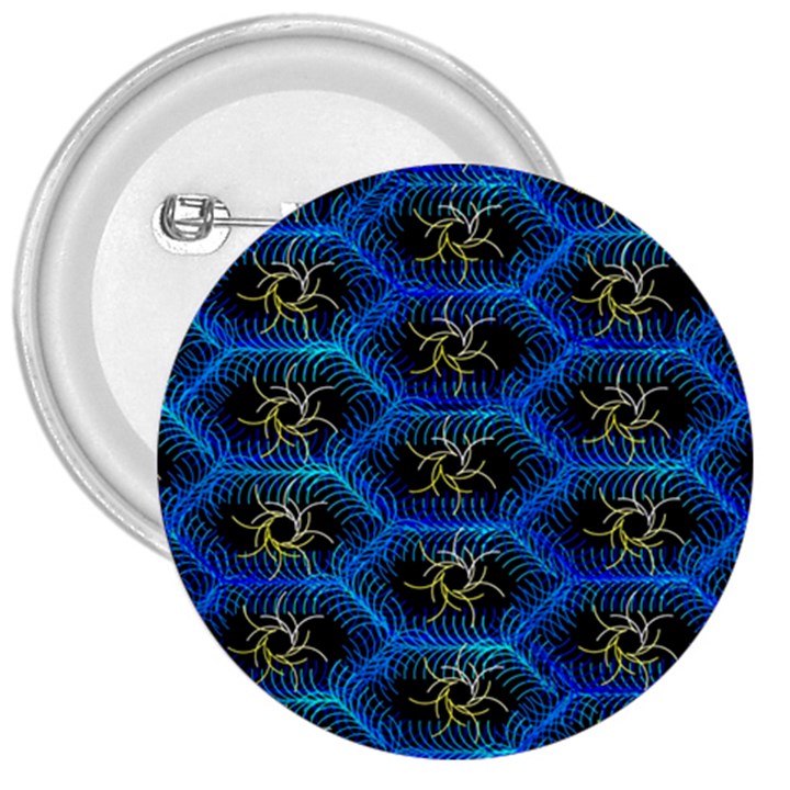 Blue Bee Hive Pattern- 3  Buttons