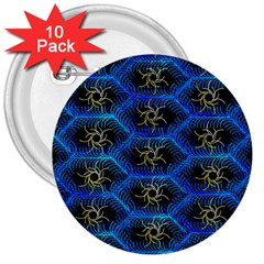 Blue Bee Hive Pattern- 3  Buttons (10 Pack)  by Amaryn4rt