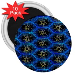 Blue Bee Hive Pattern- 3  Magnets (10 Pack)  by Amaryn4rt