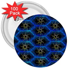 Blue Bee Hive Pattern- 3  Buttons (100 Pack)  by Amaryn4rt