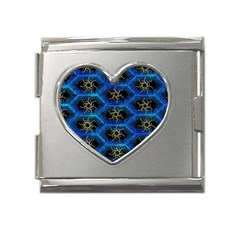 Blue Bee Hive Pattern- Mega Link Heart Italian Charm (18mm) by Amaryn4rt