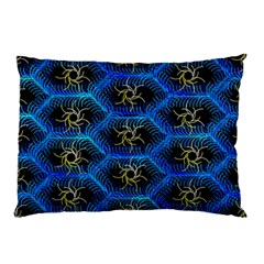 Blue Bee Hive Pattern- Pillow Case (two Sides) by Amaryn4rt