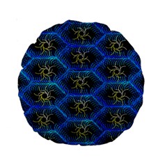 Blue Bee Hive Pattern- Standard 15  Premium Round Cushions by Amaryn4rt