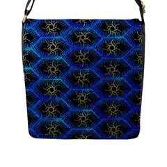 Blue Bee Hive Pattern- Flap Closure Messenger Bag (l) by Amaryn4rt