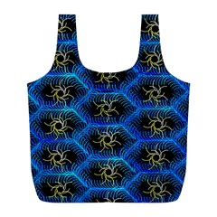 Blue Bee Hive Pattern- Full Print Recycle Bag (l) by Amaryn4rt