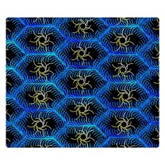 Blue Bee Hive Pattern- Premium Plush Fleece Blanket (small) by Amaryn4rt