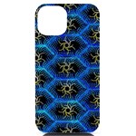 Blue Bee Hive Pattern- iPhone 14 Black UV Print Case Front