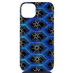 Blue Bee Hive Pattern- Iphone 14 Plus Black Uv Print Case by Amaryn4rt