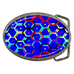 Blue Bee Hive Pattern Belt Buckles by Amaryn4rt