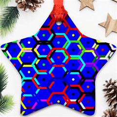 Blue Bee Hive Pattern Star Ornament (two Sides) by Amaryn4rt