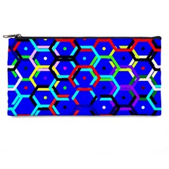 Blue Bee Hive Pattern Pencil Case by Amaryn4rt