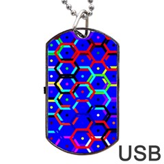 Blue Bee Hive Pattern Dog Tag Usb Flash (one Side) by Amaryn4rt