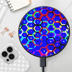 Blue Bee Hive Pattern Wireless Fast Charger(black) by Amaryn4rt