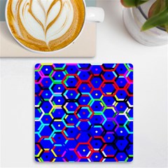 Blue Bee Hive Pattern Uv Print Square Tile Coaster  by Amaryn4rt