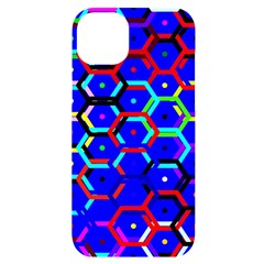 Blue Bee Hive Pattern Iphone 14 Plus Black Uv Print Case by Amaryn4rt