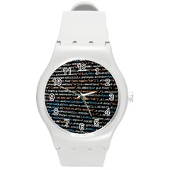 Close Up Code Coding Computer Round Plastic Sport Watch (m) by Amaryn4rt