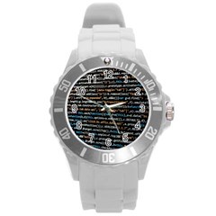 Close Up Code Coding Computer Round Plastic Sport Watch (l) by Amaryn4rt