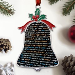 Close Up Code Coding Computer Metal Holly Leaf Bell Ornament