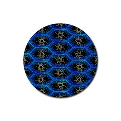 Blue Bee Hive Rubber Coaster (round) by Amaryn4rt