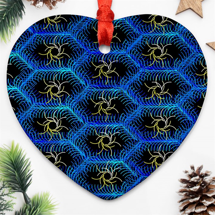 Blue Bee Hive Heart Ornament (Two Sides)