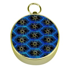 Blue Bee Hive Gold Compasses by Amaryn4rt