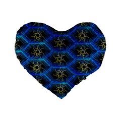 Blue Bee Hive Standard 16  Premium Flano Heart Shape Cushions by Amaryn4rt