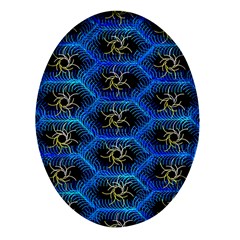 Blue Bee Hive Oval Glass Fridge Magnet (4 Pack)