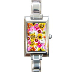 Flowers Blossom Bloom Nature Plant Rectangle Italian Charm Watch by Amaryn4rt