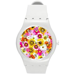 Flowers Blossom Bloom Nature Plant Round Plastic Sport Watch (m) by Amaryn4rt