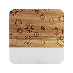 Flowers Blossom Bloom Nature Plant Marble Wood Coaster (square) by Amaryn4rt