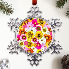 Flowers Blossom Bloom Nature Plant Metal Large Snowflake Ornament by Amaryn4rt