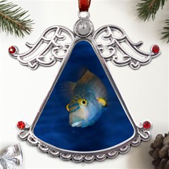 Fish Blue Animal Water Nature Metal Angel With Crystal Ornament